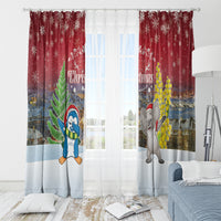 Christmas In July Window Curtain Funny Dabbing Dance Koala And Blue Penguins