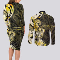 Sarcoma Awareness Couples Matching Long Sleeve Bodycon Dress and Long Sleeve Button Shirt You Are Stronger Than Sarcoma