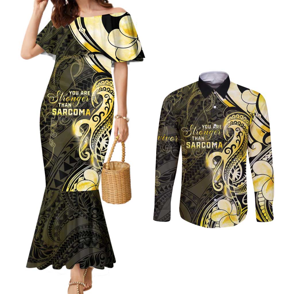 Sarcoma Awareness Couples Matching Mermaid Dress and Long Sleeve Button Shirt You Are Stronger Than Sarcoma