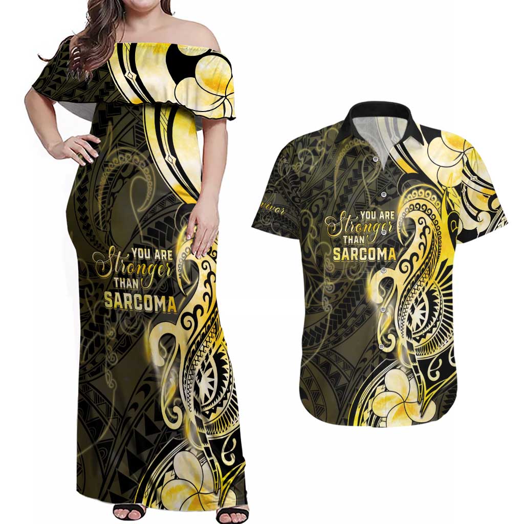 Sarcoma Awareness Couples Matching Off Shoulder Maxi Dress and Hawaiian Shirt You Are Stronger Than Sarcoma