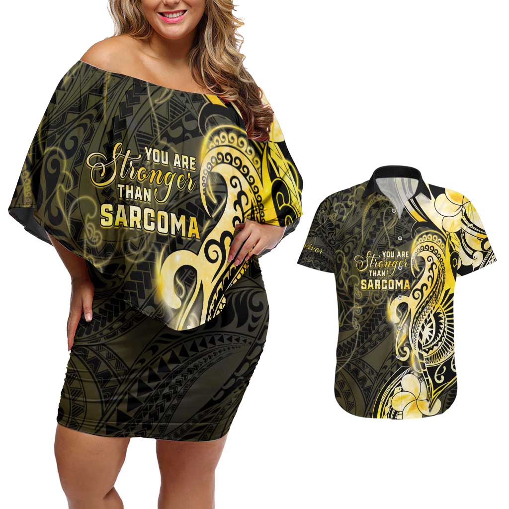 Sarcoma Awareness Couples Matching Off Shoulder Short Dress and Hawaiian Shirt You Are Stronger Than Sarcoma