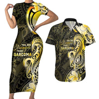 Sarcoma Awareness Couples Matching Short Sleeve Bodycon Dress and Hawaiian Shirt You Are Stronger Than Sarcoma