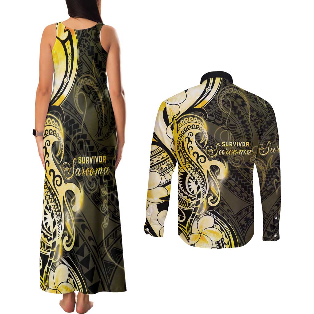 Sarcoma Awareness Couples Matching Tank Maxi Dress and Long Sleeve Button Shirt You Are Stronger Than Sarcoma
