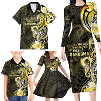 Sarcoma Awareness Family Matching Long Sleeve Bodycon Dress and Hawaiian Shirt You Are Stronger Than Sarcoma