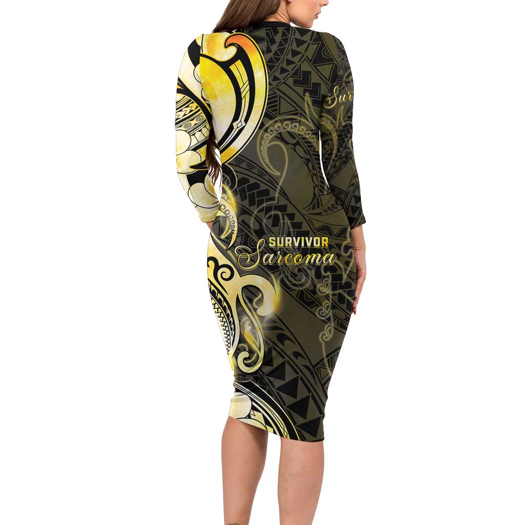 Sarcoma Awareness Family Matching Long Sleeve Bodycon Dress and Hawaiian Shirt You Are Stronger Than Sarcoma