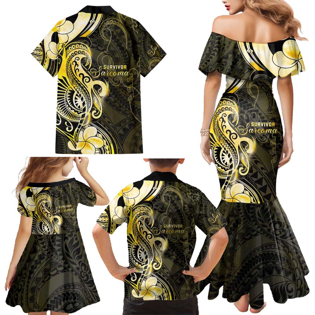 Sarcoma Awareness Family Matching Mermaid Dress and Hawaiian Shirt You Are Stronger Than Sarcoma