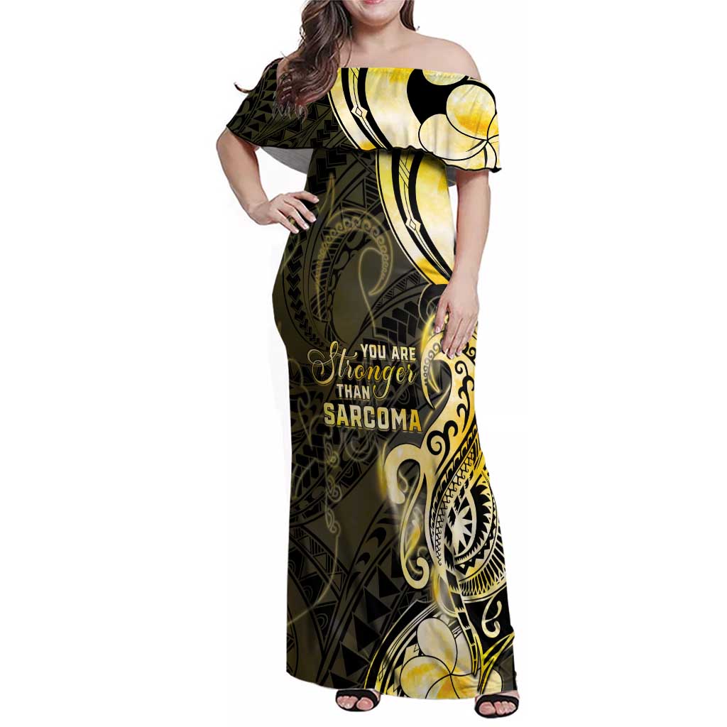 Sarcoma Awareness Family Matching Off Shoulder Maxi Dress and Hawaiian Shirt You Are Stronger Than Sarcoma