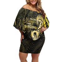 Sarcoma Awareness Family Matching Off Shoulder Short Dress and Hawaiian Shirt You Are Stronger Than Sarcoma