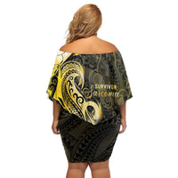 Sarcoma Awareness Family Matching Off Shoulder Short Dress and Hawaiian Shirt You Are Stronger Than Sarcoma