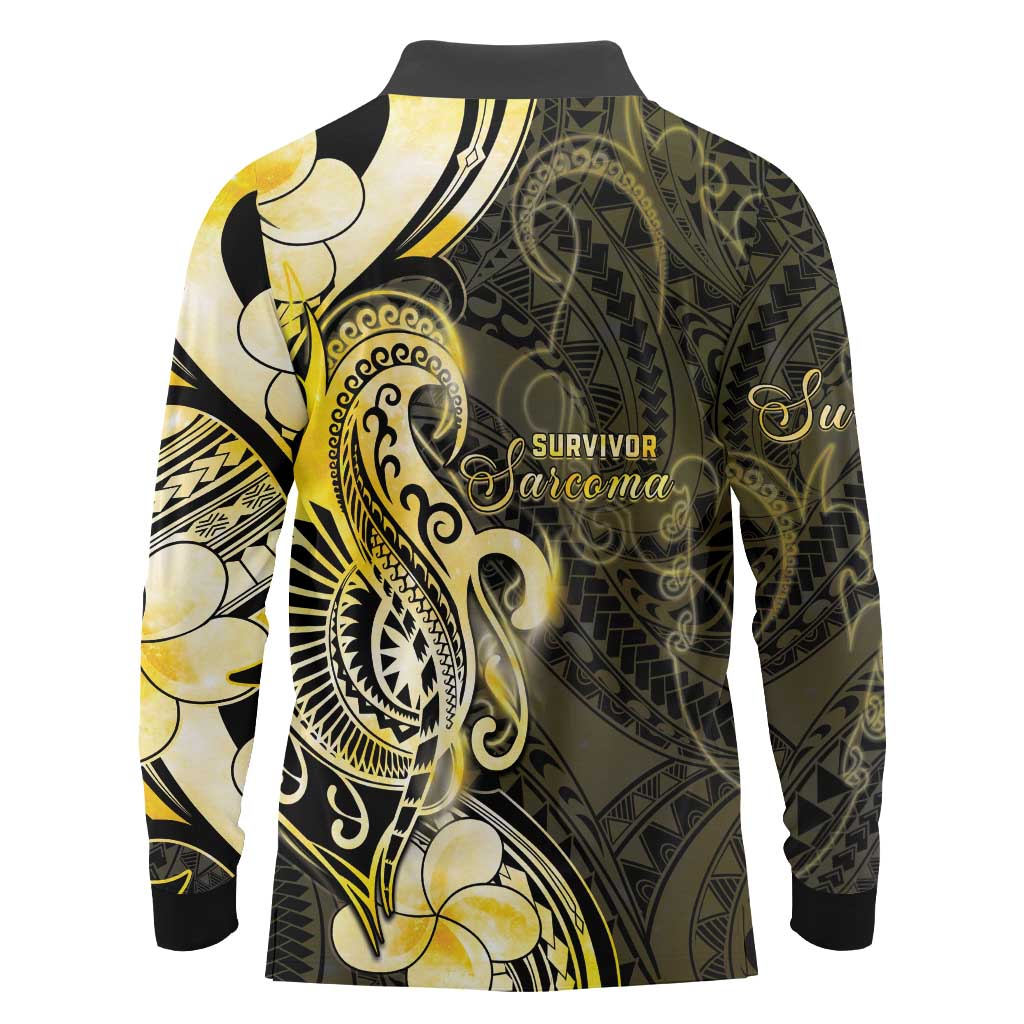 Sarcoma Awareness Long Sleeve Polo Shirt You Are Stronger Than Sarcoma