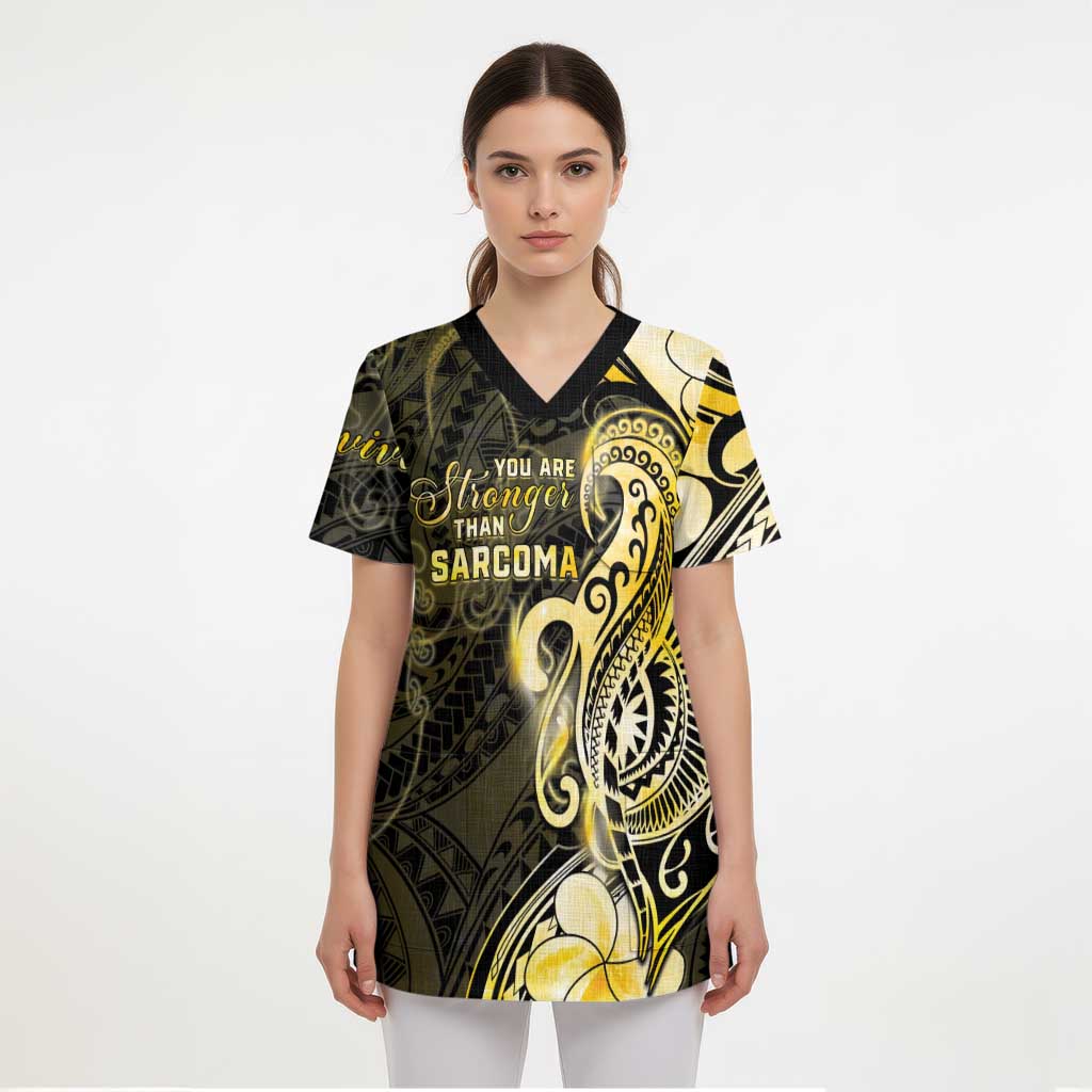 Sarcoma Awareness Scrub Top You Are Stronger Than Sarcoma - Polynesian Pride