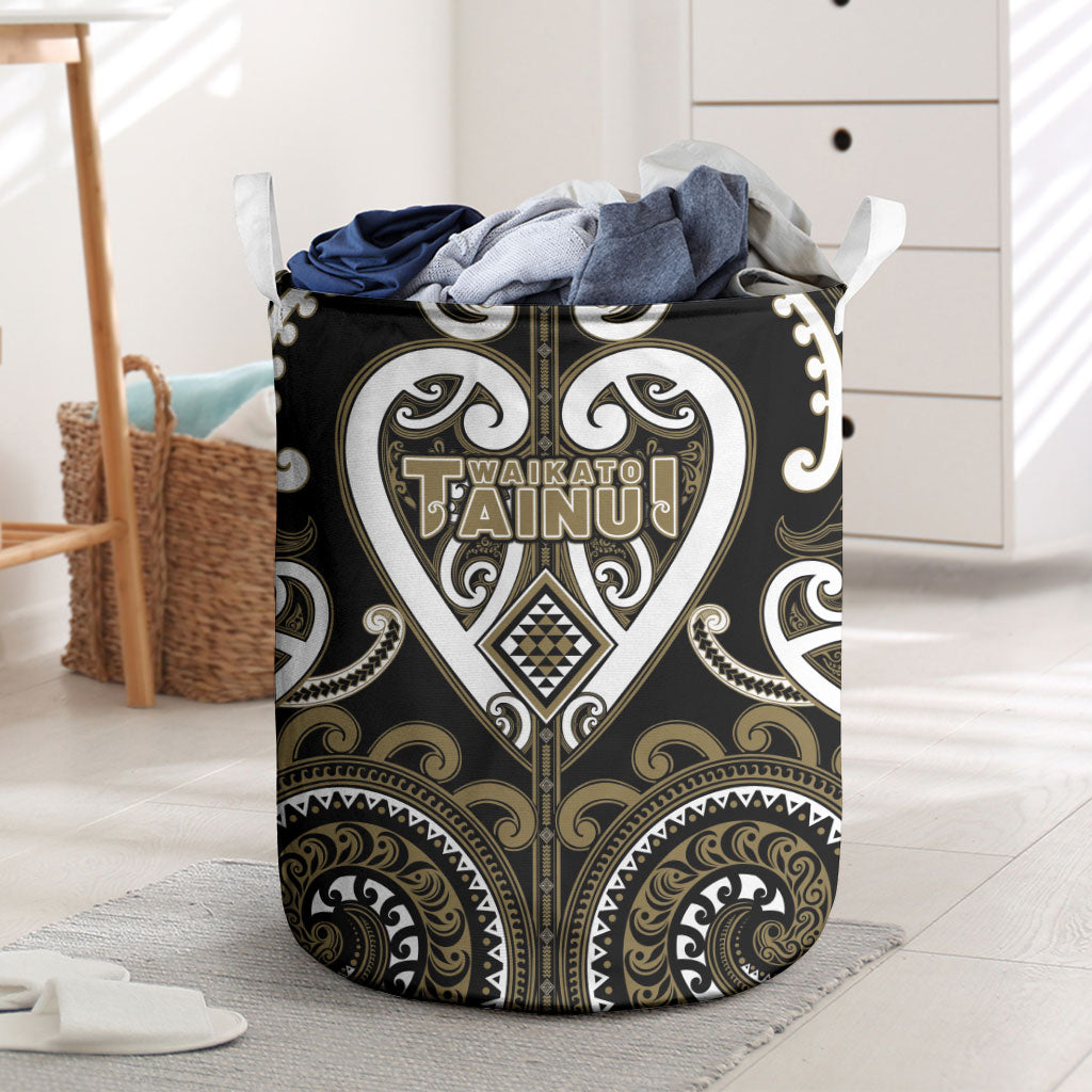 Aotearoa Waikato Tainui Laundry Basket Maori Tribal Pattern LT05 Dark Yellow - Polynesian Pride