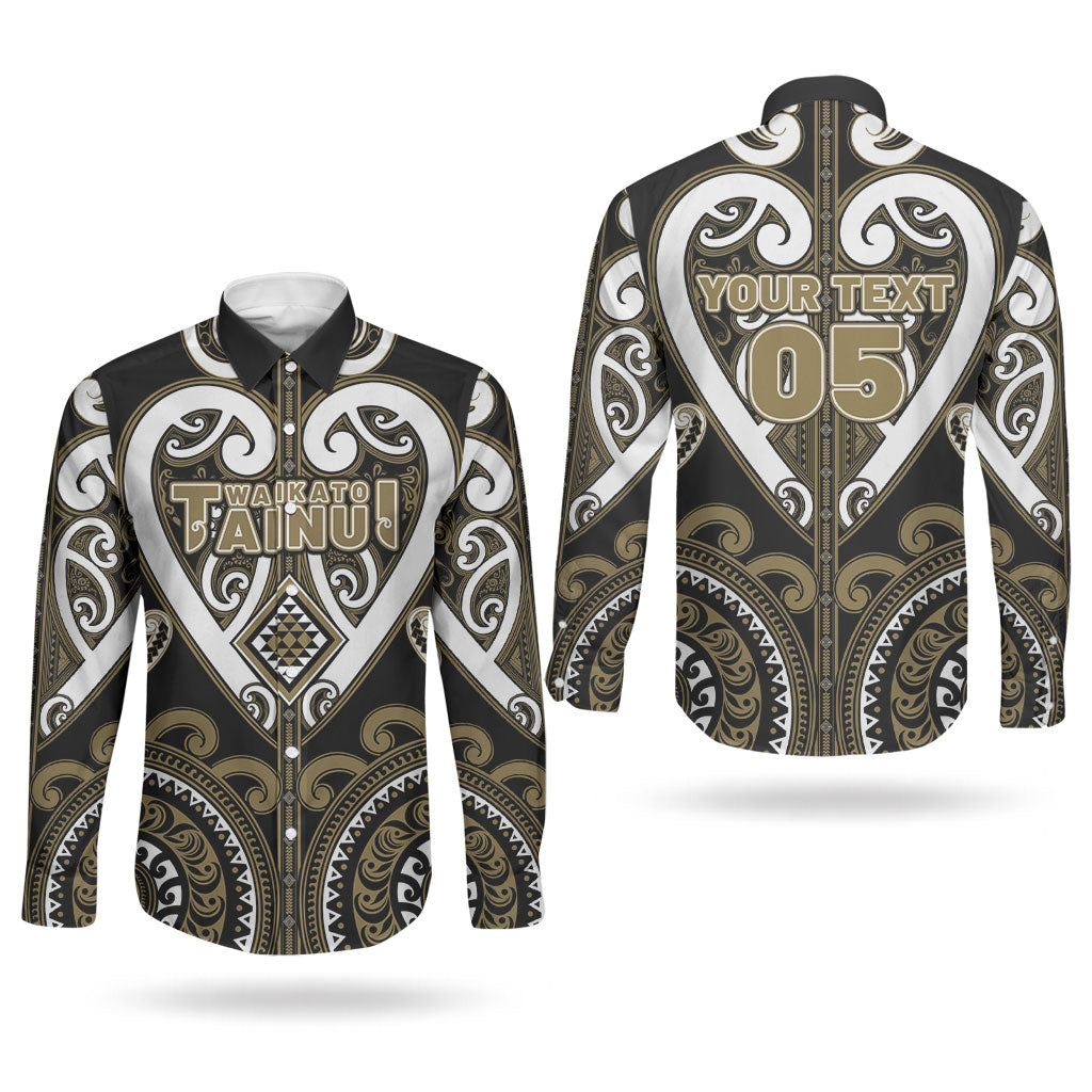 Custom Aotearoa Waikato Tainui Couples Matching Tank Maxi Dress and Long Sleeve Button Shirt Maori Tribal Pattern