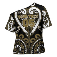 Custom Aotearoa Waikato Tainui Cross Shoulder Shirt Maori Tribal Pattern