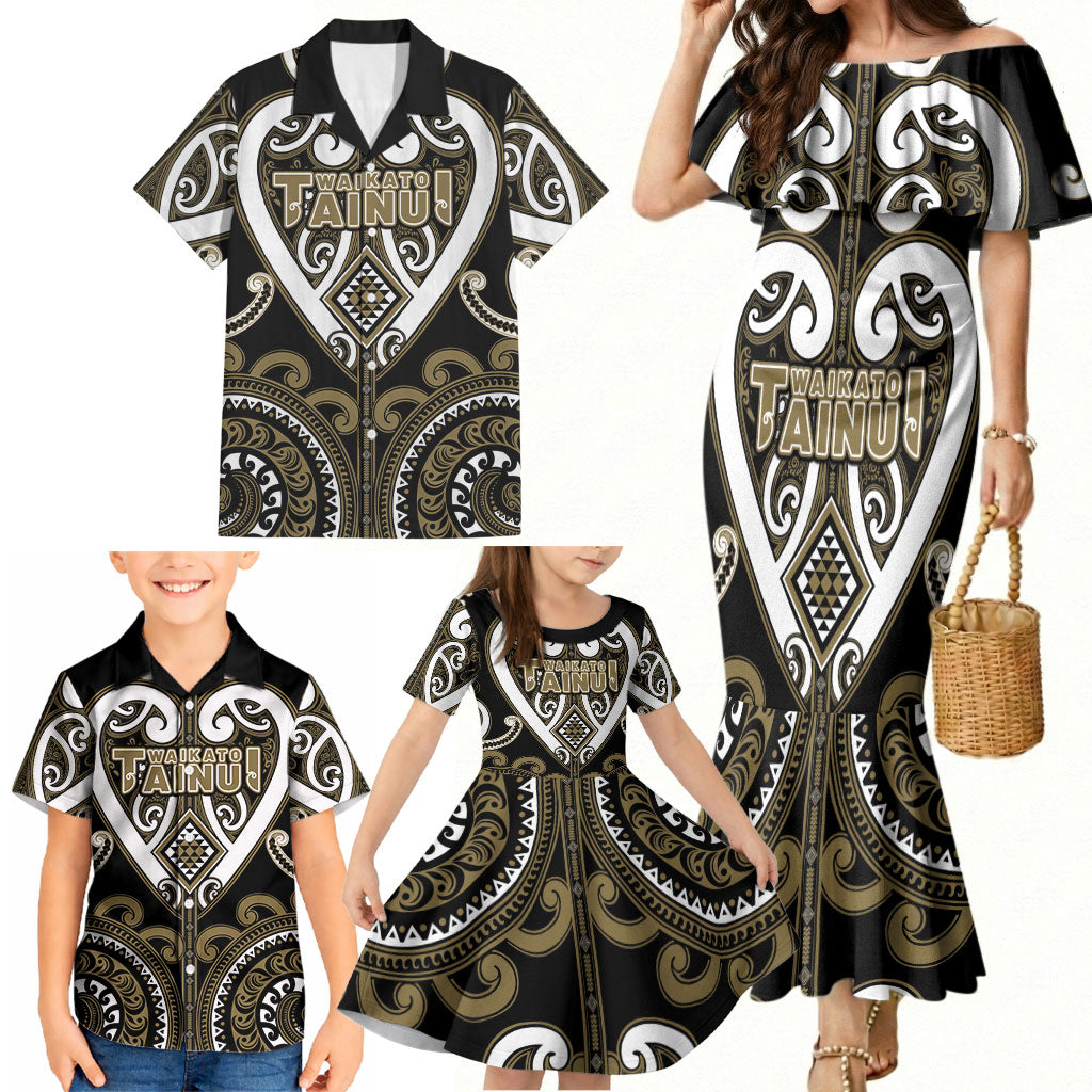 Custom Aotearoa Waikato Tainui Family Matching Mermaid Dress and Hawaiian Shirt Maori Tribal Pattern LT05 - Polynesian Pride