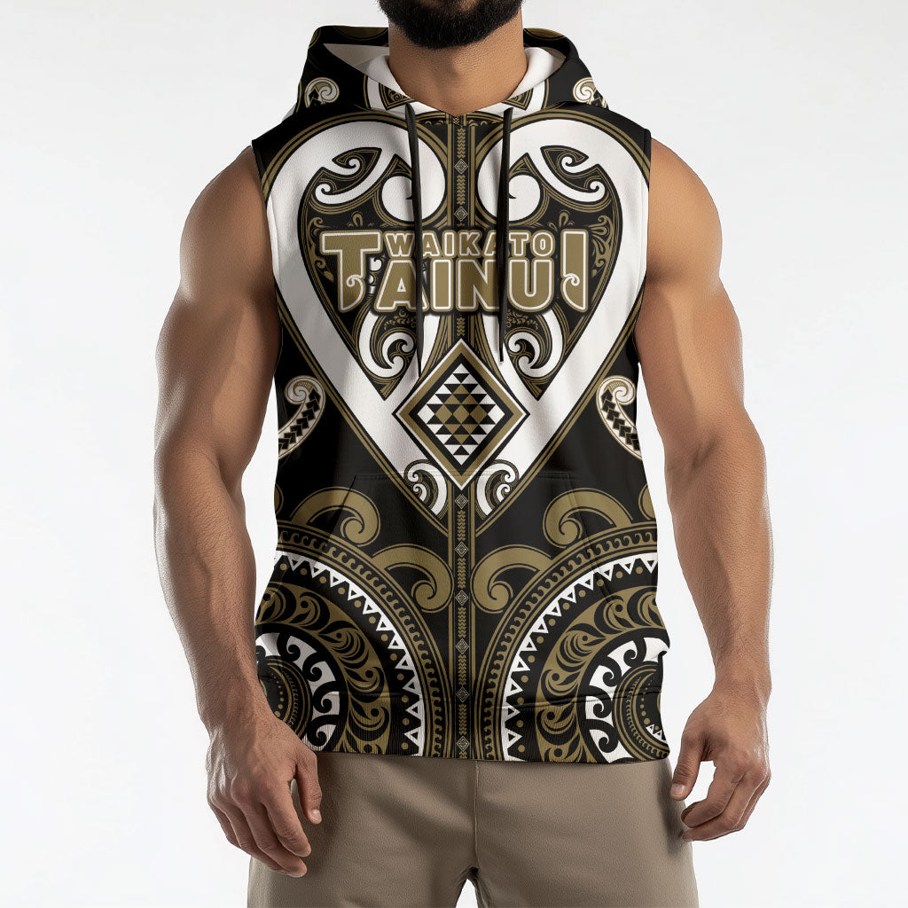 Custom Aotearoa Waikato Tainui Sleeveless Hoodie Maori Tribal Pattern
