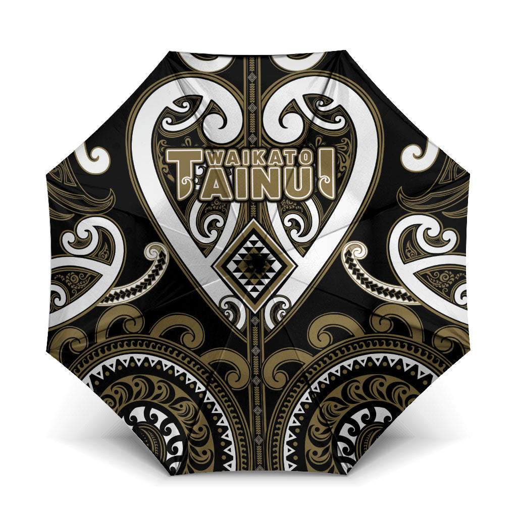 Aotearoa Waikato Tainui Umbrella Maori Tribal Pattern LT05 One Size Folded 11.42 inch Opened Diameter 37.4 inch Dark Yellow - Polynesian Pride