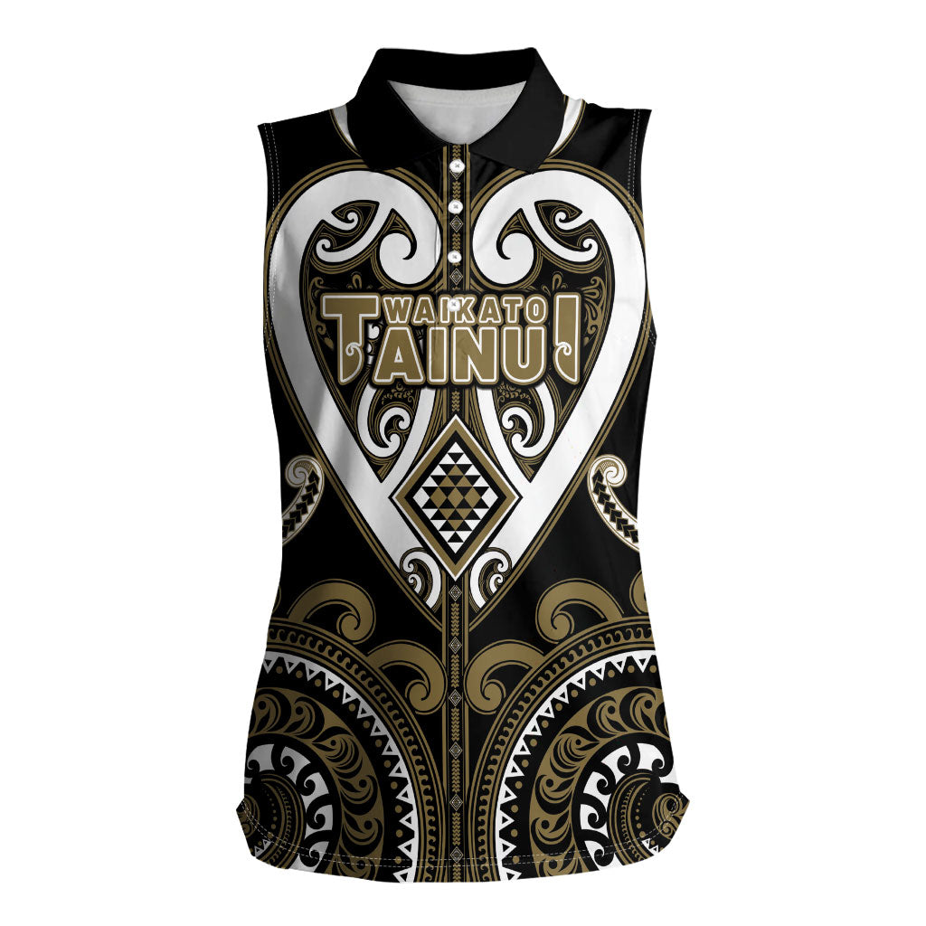 Custom Aotearoa Waikato Tainui Women Sleeveless Polo Shirt Maori Tribal Pattern LT05 Female Dark Yellow - Polynesian Pride