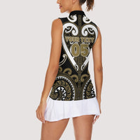 Custom Aotearoa Waikato Tainui Women Sleeveless Polo Shirt Maori Tribal Pattern