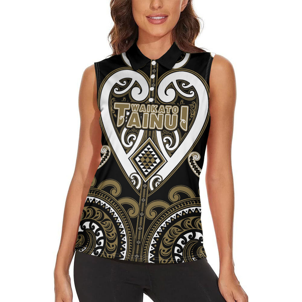 Custom Aotearoa Waikato Tainui Women Sleeveless Polo Shirt Maori Tribal Pattern