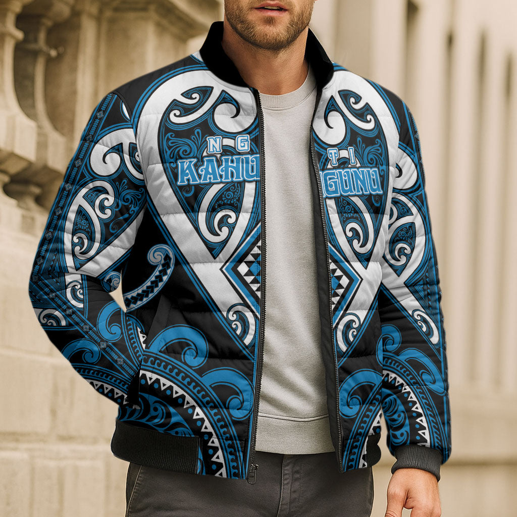 Custom Aotearoa Ngati Kahungunu Bomber Puffer Jacket Maori Tribal Pattern