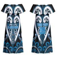 Custom Aotearoa Ngati Kahungunu Couples Matching Off Shoulder Maxi Dress and Hawaiian Shirt Maori Tribal Pattern