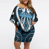 Custom Aotearoa Ngati Kahungunu Off Shoulder Short Dress Maori Tribal Pattern
