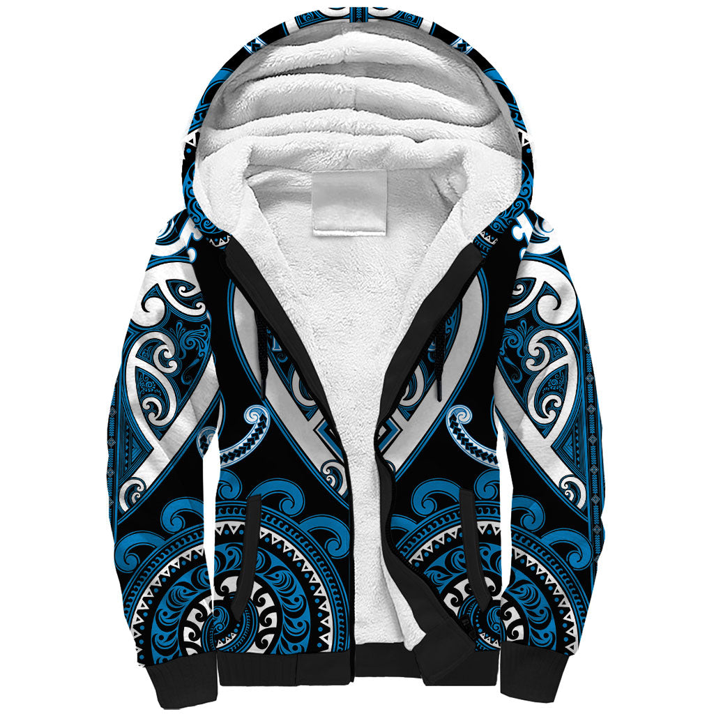 Custom Aotearoa Ngati Kahungunu Sherpa Hoodie Maori Tribal Pattern