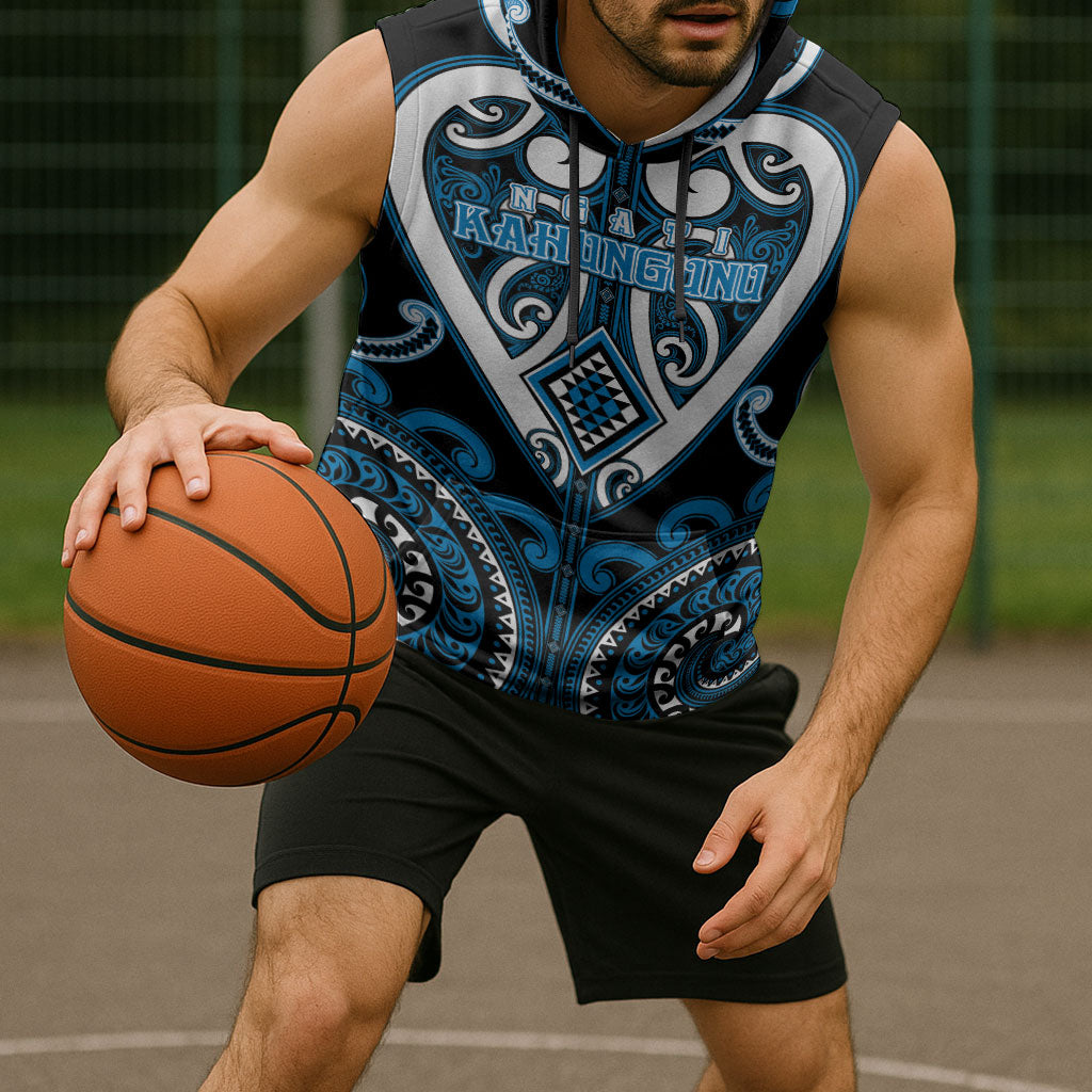 Custom Aotearoa Ngati Kahungunu Sleeveless Hoodie Maori Tribal Pattern