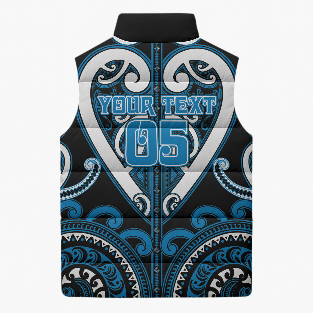 Custom Aotearoa Ngati Kahungunu Sleeveless Puffer Jacket Maori Tribal Pattern