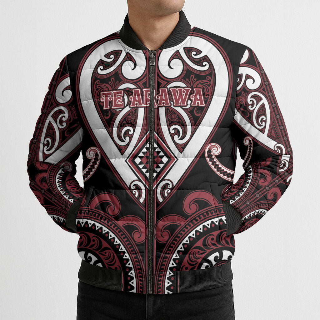 Custom Aotearoa Te Arawa Bomber Puffer Jacket Maori Tribal Pattern