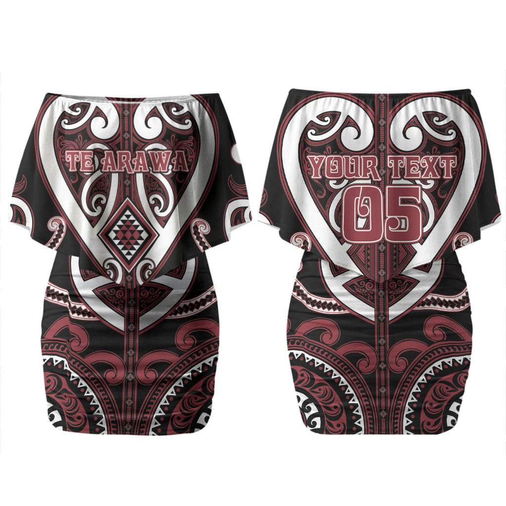 Custom Aotearoa Te Arawa Family Matching Off Shoulder Short Dress and Hawaiian Shirt Maori Tribal Pattern