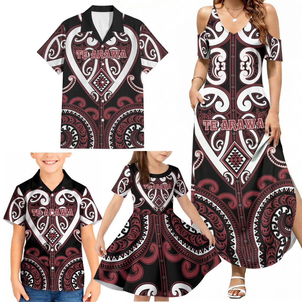 Custom Aotearoa Te Arawa Family Matching Summer Maxi Dress and Hawaiian Shirt Maori Tribal Pattern