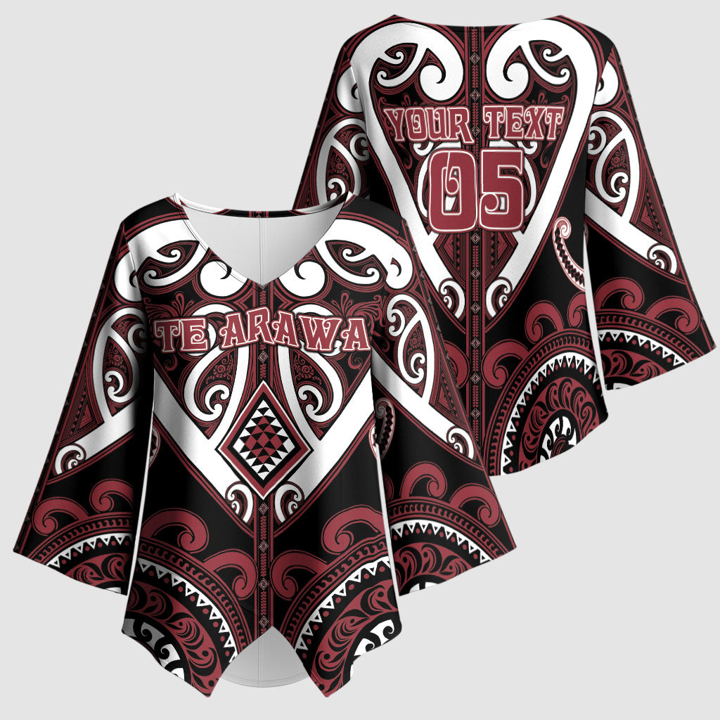 Custom Aotearoa Te Arawa Kimono Sleeve Blouse Maori Tribal Pattern
