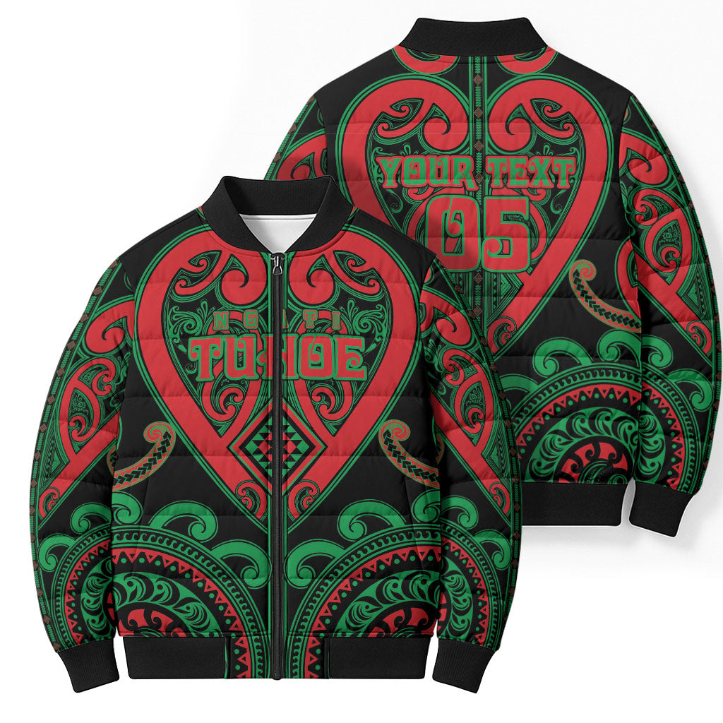 Custom Aotearoa Ngai Tuhoe Bomber Puffer Jacket Maori Tribal Pattern