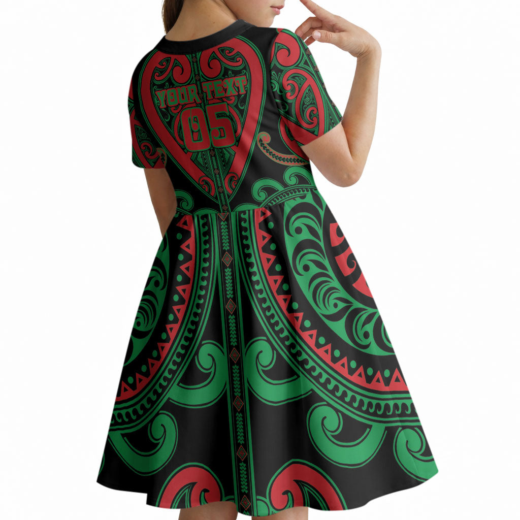Custom Aotearoa Ngai Tuhoe Kid Short Sleeve Dress Maori Tribal Pattern