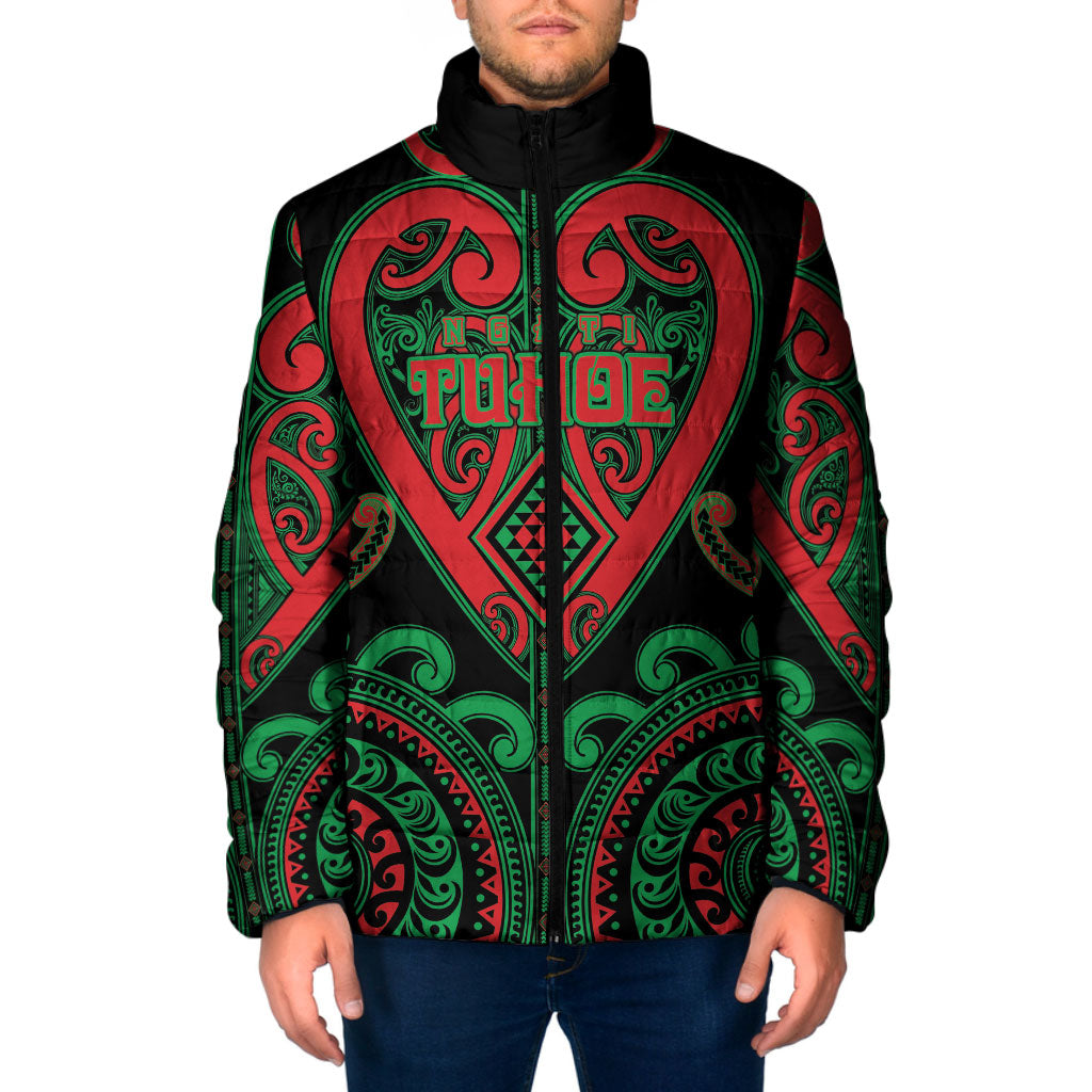 Custom Aotearoa Ngai Tuhoe Padded Jacket Maori Tribal Pattern LT05 Men Black - Polynesian Pride
