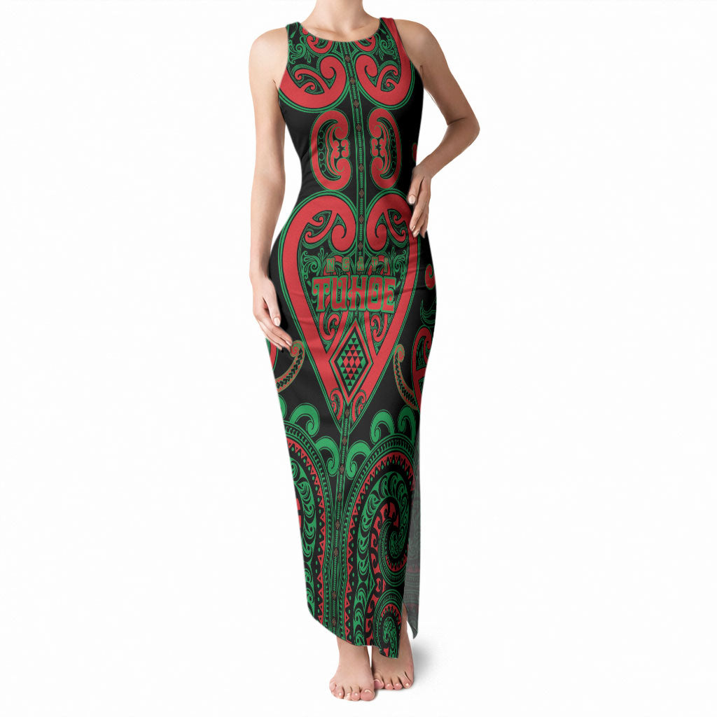 Custom Aotearoa Ngai Tuhoe Tank Maxi Dress Maori Tribal Pattern LT05 Women Black - Polynesian Pride