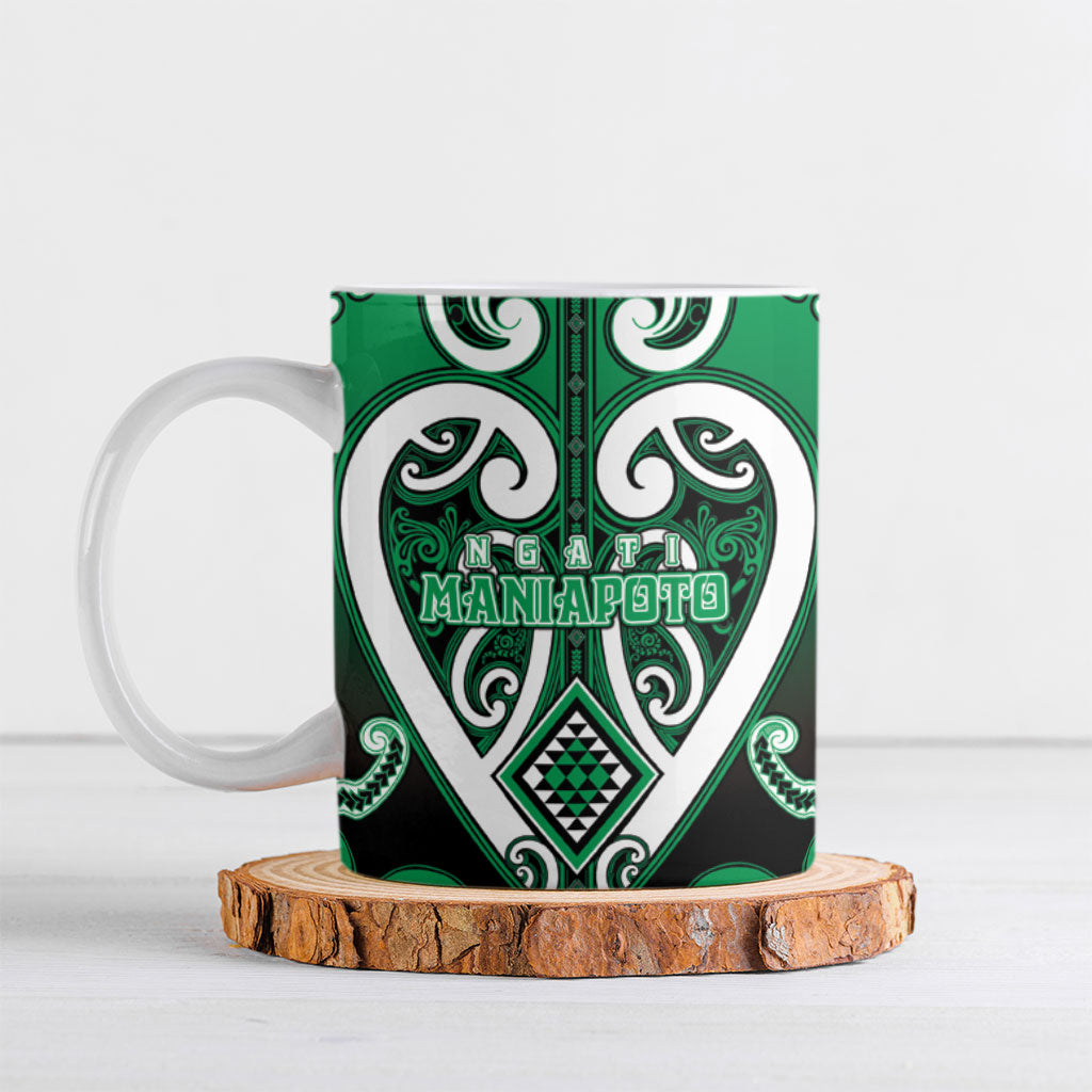 Custom Aotearoa Ngati Maniapoto Ceramic Mug Maori Tribal Pattern LT05 Green - Polynesian Pride