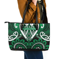 Aotearoa Ngati Maniapoto Leather Tote Bag Maori Tribal Pattern