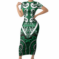 Custom Aotearoa Ngati Maniapoto Short Sleeve Bodycon Dress Maori Tribal Pattern