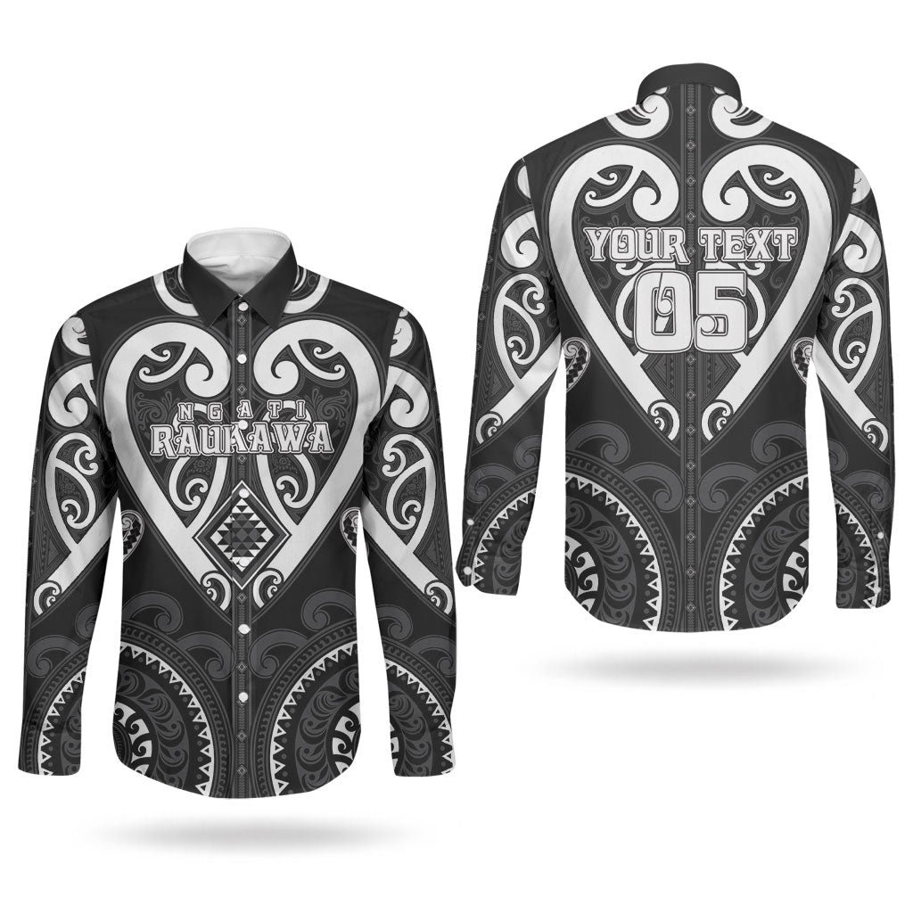 Custom Aotearoa Ngati Raukawa Couples Matching Long Sleeve Bodycon Dress and Long Sleeve Button Shirt Maori Tribal Pattern