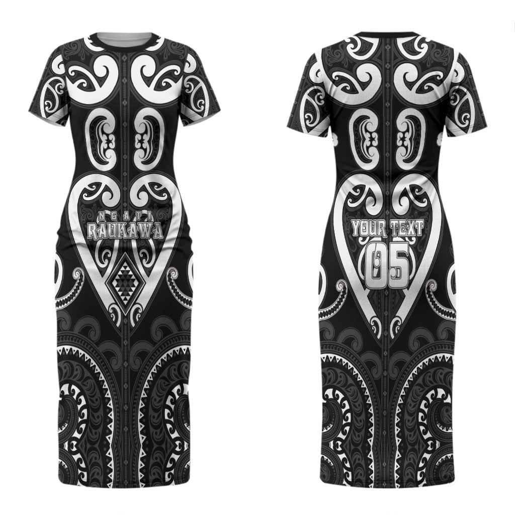 Custom Aotearoa Ngati Raukawa Couples Matching Short Sleeve Bodycon Dress and Hawaiian Shirt Maori Tribal Pattern