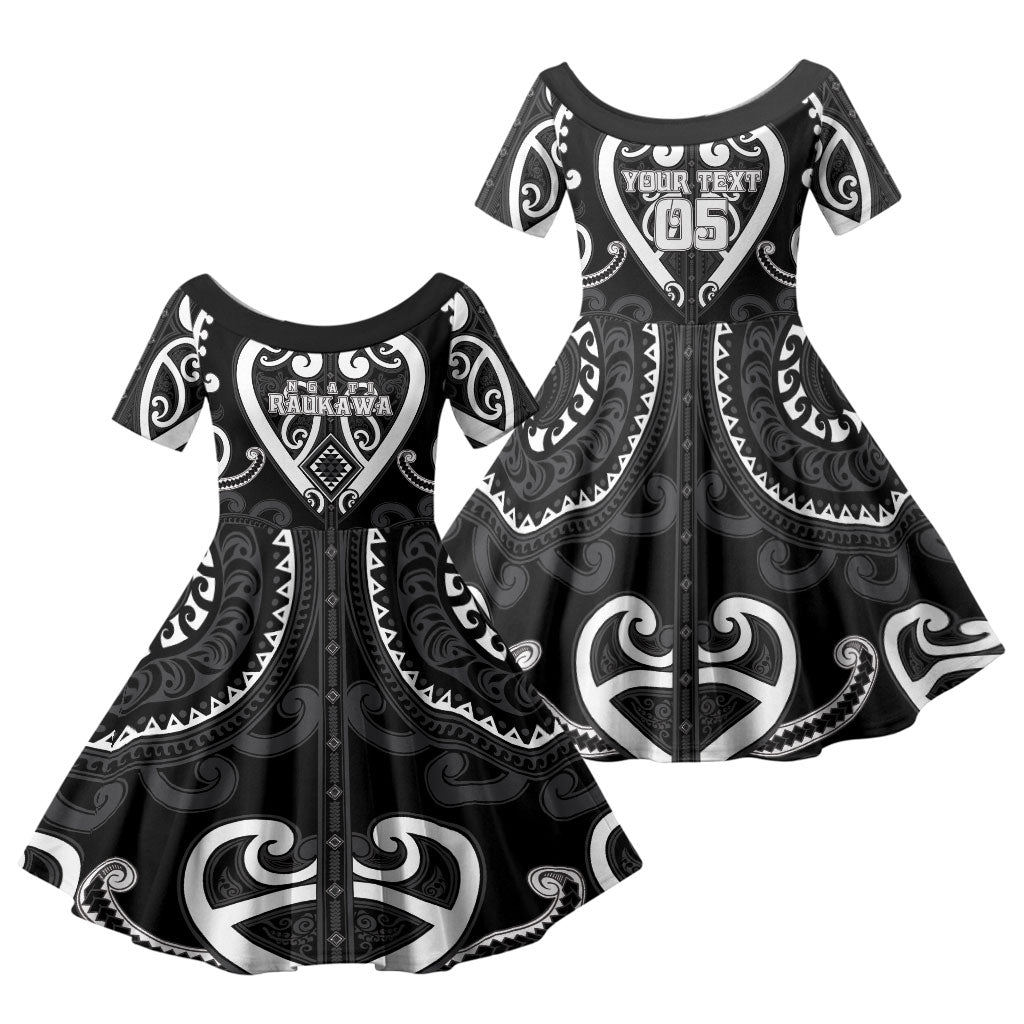 Custom Aotearoa Ngati Raukawa Family Matching Off Shoulder Maxi Dress and Hawaiian Shirt Maori Tribal Pattern