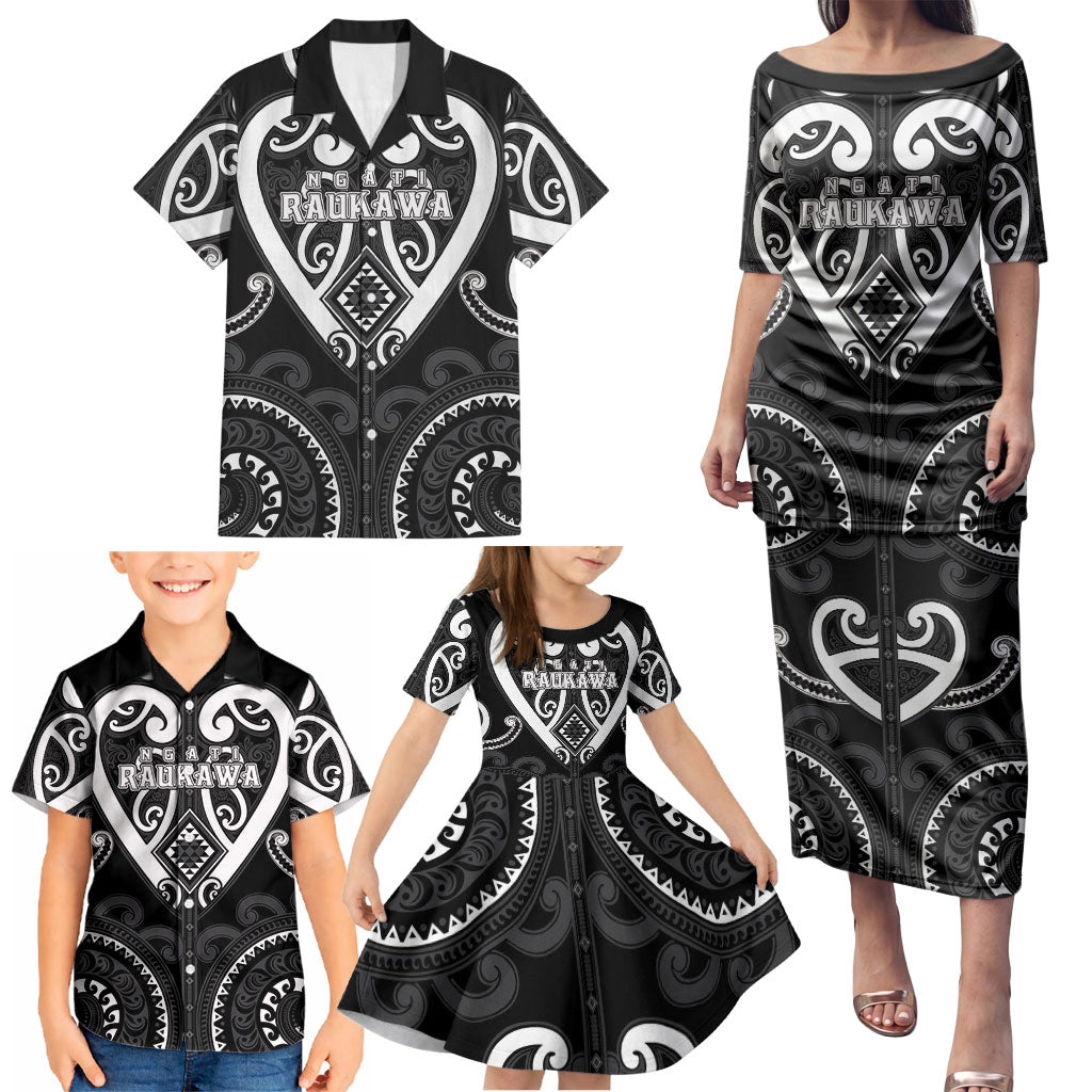 Custom Aotearoa Ngati Raukawa Family Matching Puletasi and Hawaiian Shirt Maori Tribal Pattern