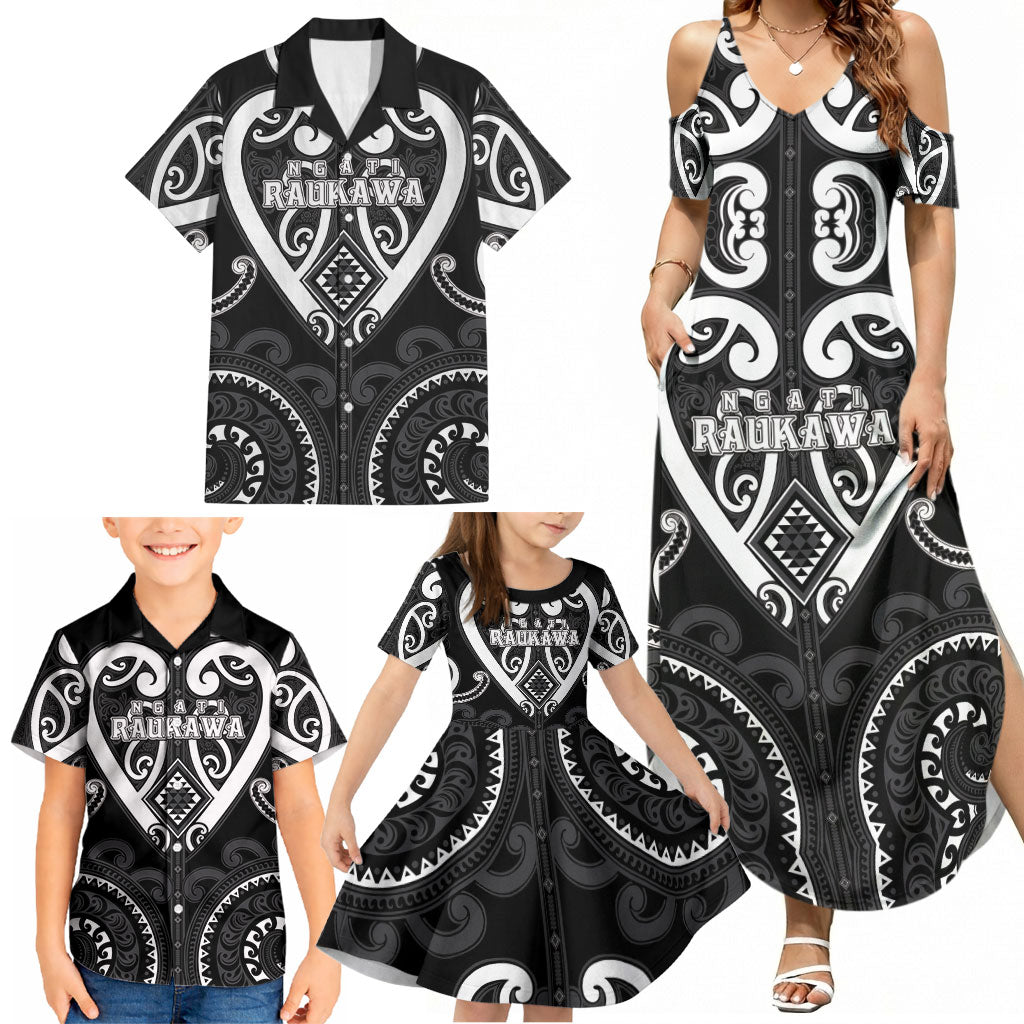 Custom Aotearoa Ngati Raukawa Family Matching Summer Maxi Dress and Hawaiian Shirt Maori Tribal Pattern LT05 - Polynesian Pride