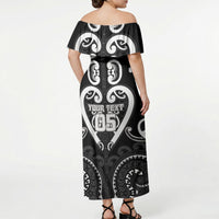 Custom Aotearoa Ngati Raukawa Off Shoulder Maxi Dress Maori Tribal Pattern