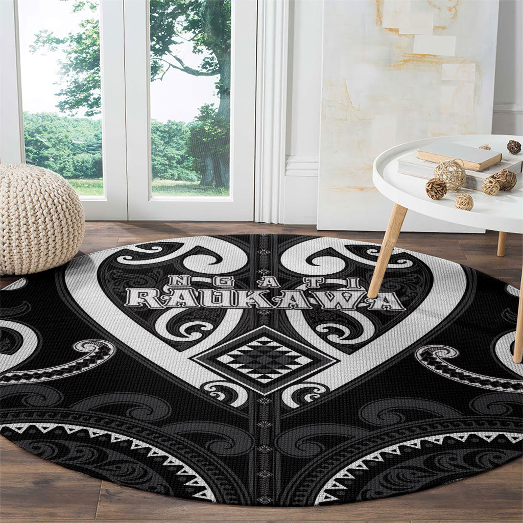 Aotearoa Ngati Raukawa Round Carpet Maori Tribal Pattern