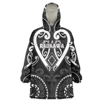 Custom Aotearoa Ngati Raukawa Wearable Blanket Hoodie Maori Tribal Pattern