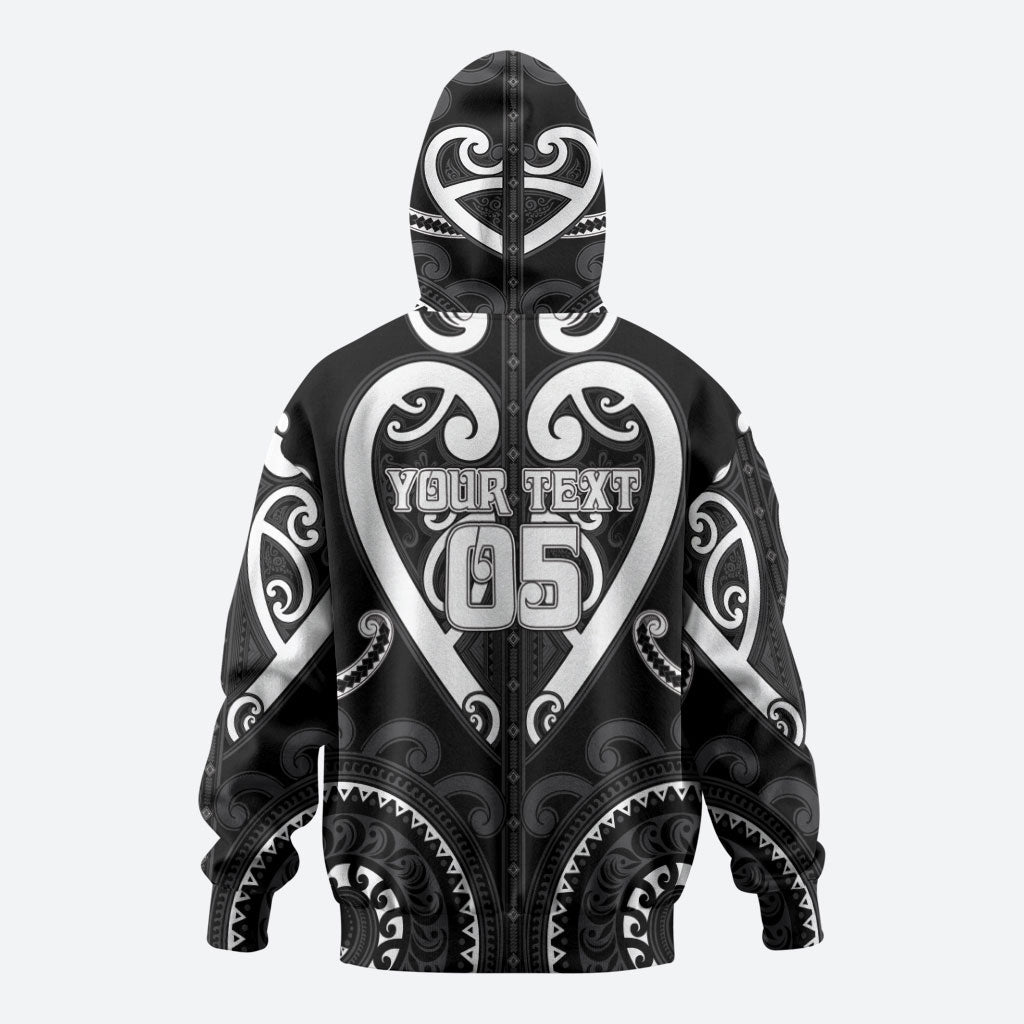 Custom Aotearoa Ngati Raukawa Zip Hoodie Maori Tribal Pattern